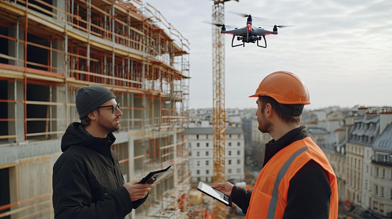 Aerial view from a drone survey of land.